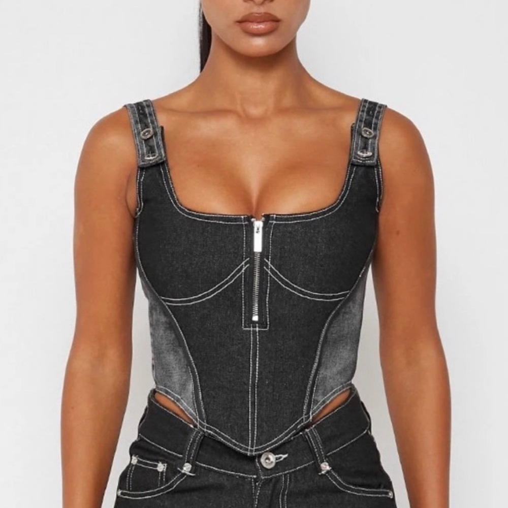 Manière de Voir Denim Corset Top